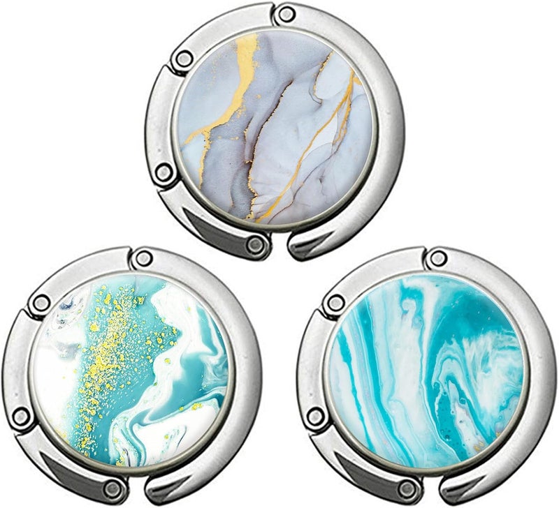 BOTRINUO Foldable Purse Hook for Table, Purse Hangers for Table, Handbag Storage Folding Decor Table Hook, Women's Bag Handbag Hanger Holder (Marble Mixed Color H) - Image 1
